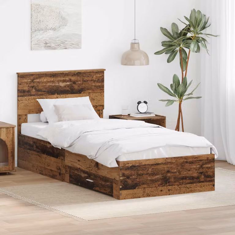 Struttura del letto con cassetto vidaXL in legno marrone, L 90 x P 190 cm