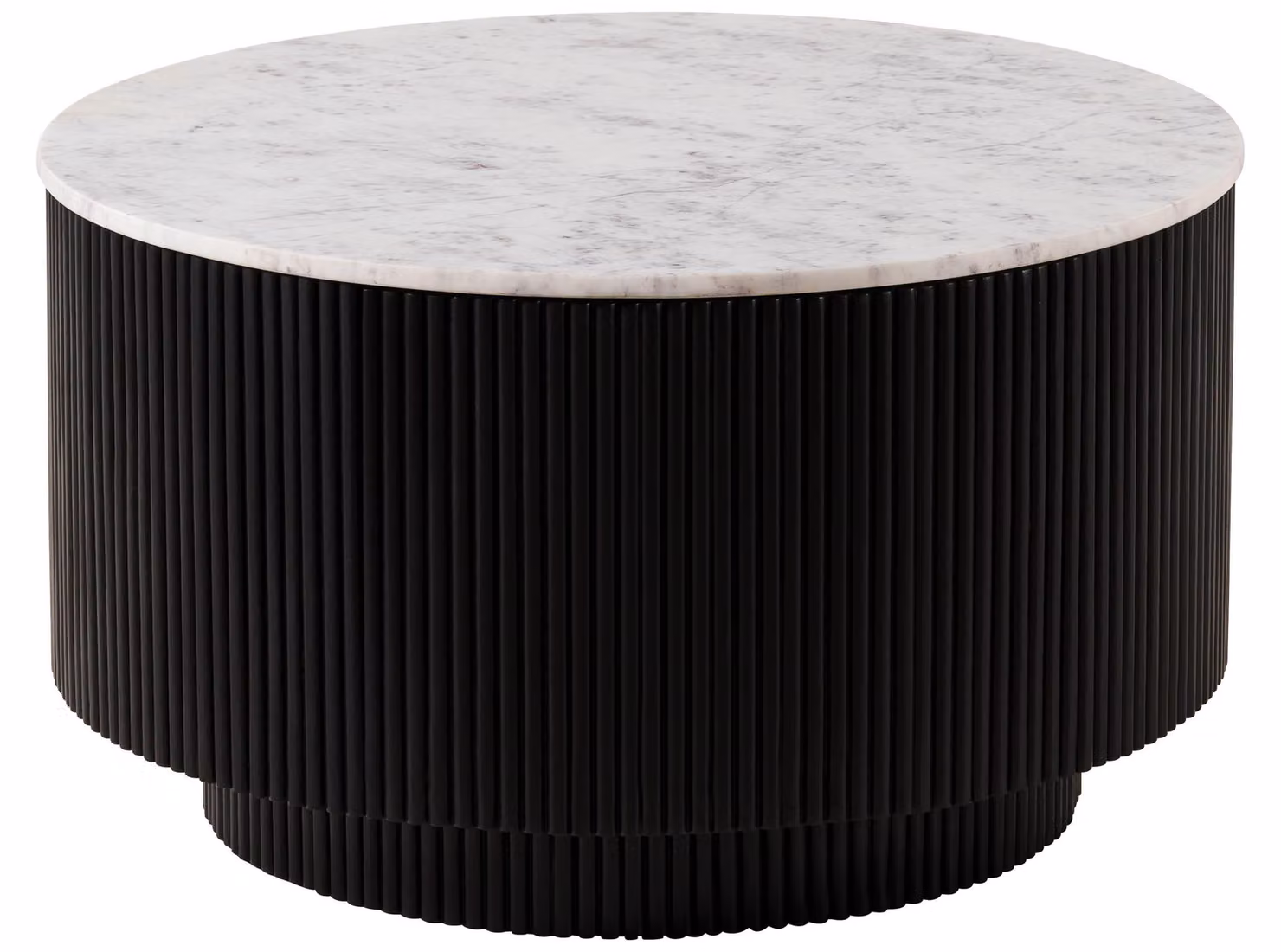 MASSIVMOEBEL24 | Tavolino da salotto in legno di Mango 80x80x45 Laccato nero - marmo bianco BARCELONA #120