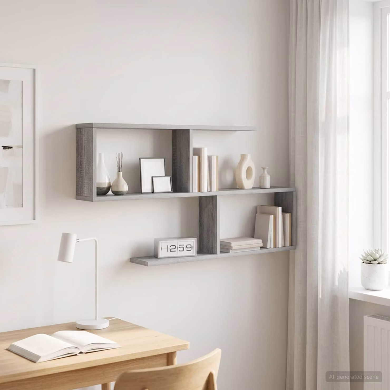 Scaffale da parete moderno vidaXL in MDF grigio L: 100 cm, P: 12 cm, H: 50,5 cm