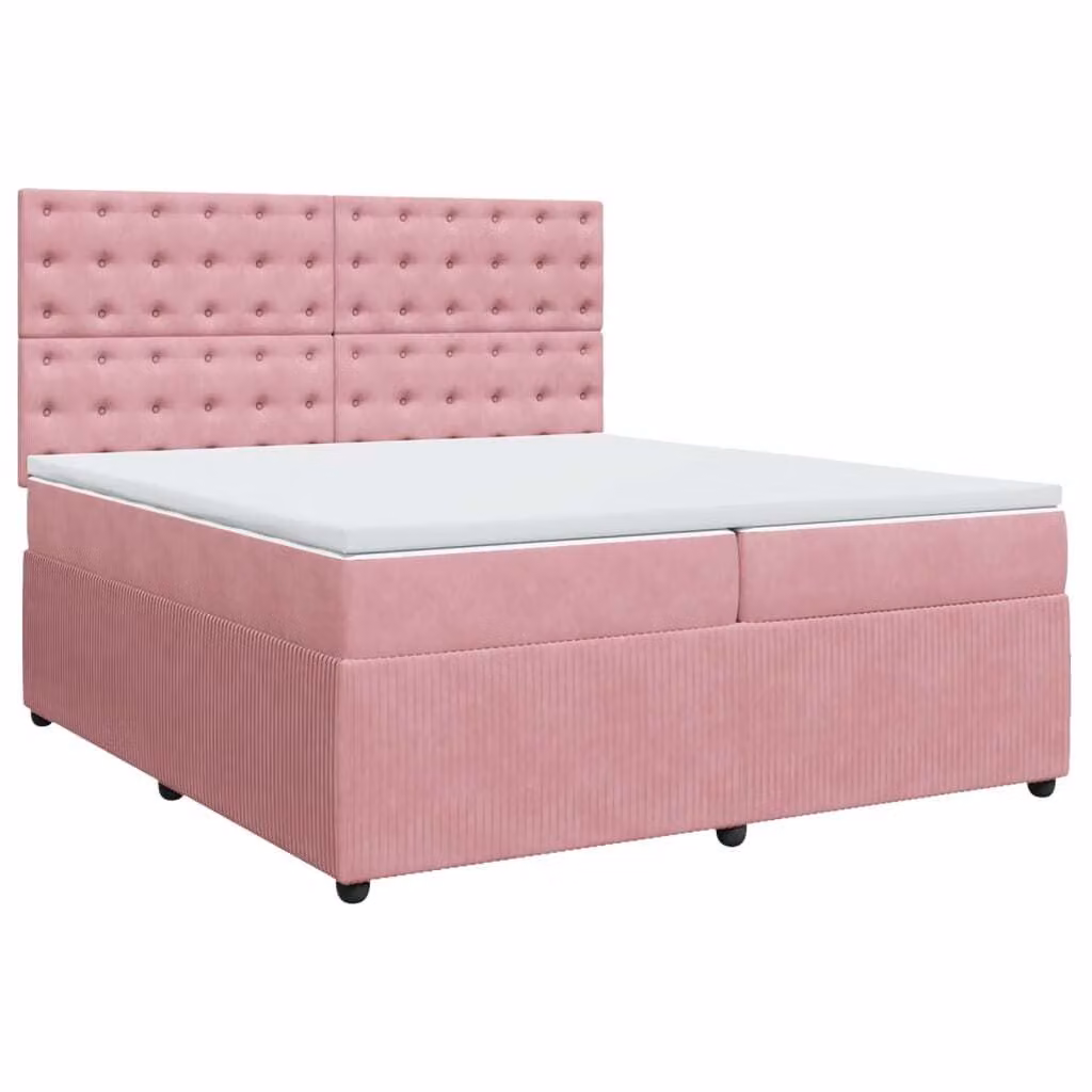 Giroletto a Molle con Materasso Rosa 200x200 cm in Velluto