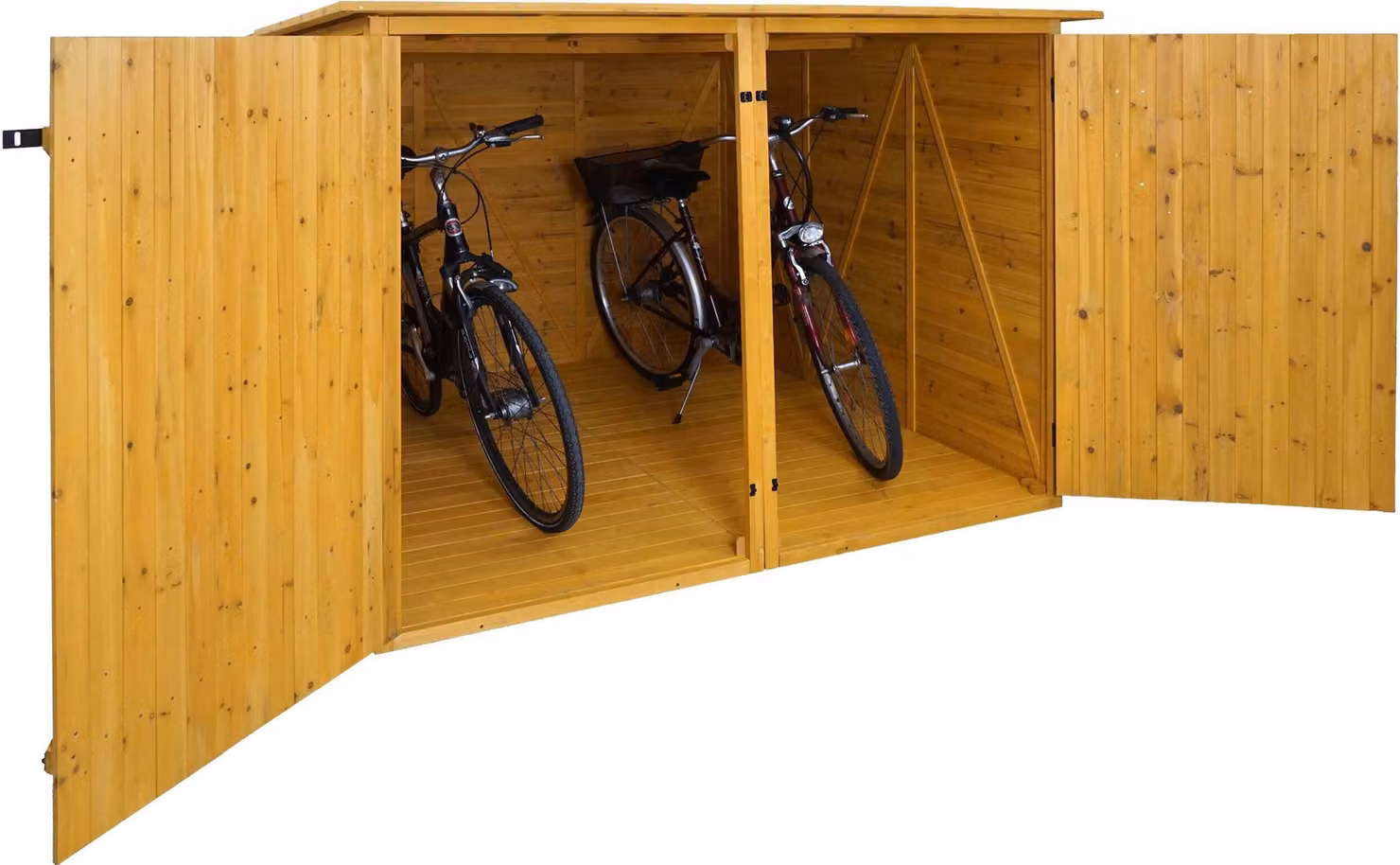 garage per 2 biciclette HWC-H60, box per biciclette, capanno per attrezzi, MVG con serratura 151x200x200cm ~ marrone