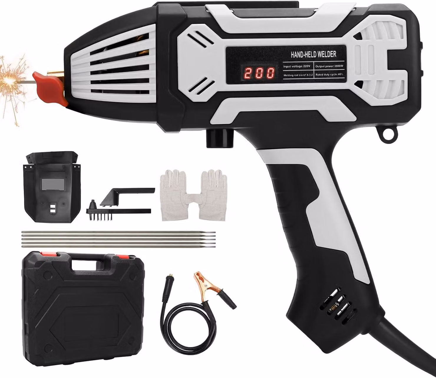 Saldatrice ad elettrodo – Saldatrice portatile manuale ad arco, 220 V, 120 A, inverter IGBT con display digitale
