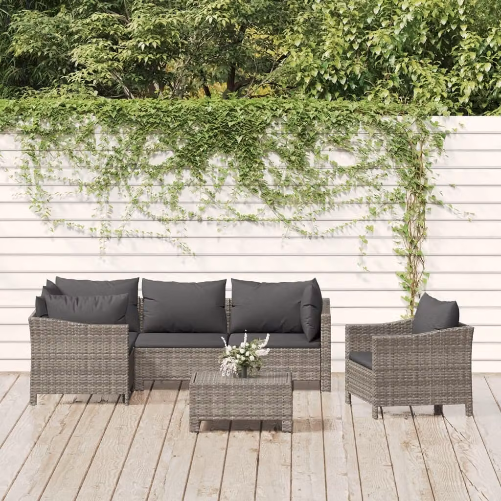 Maison Exclusive - Set Divani da Giardino 6 pz con Cuscini in Polyrattan Grigio