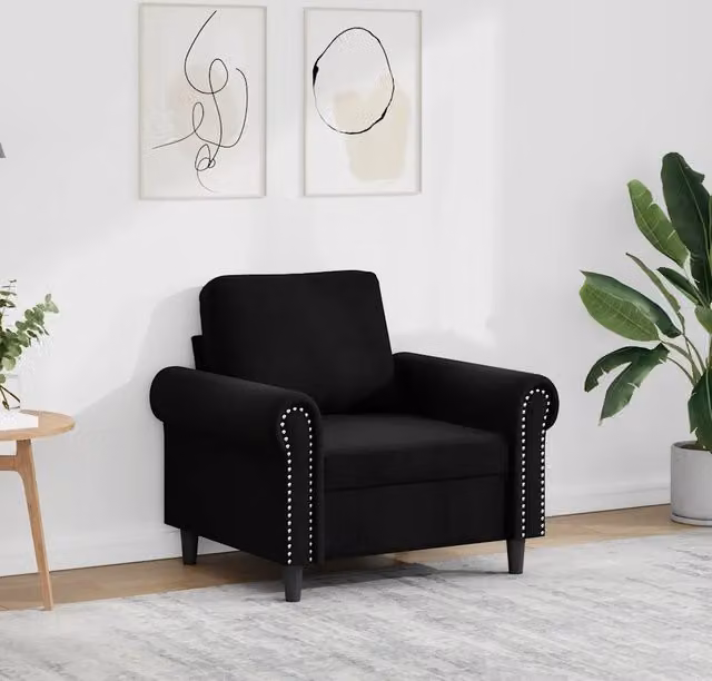 Poltrona Nero 60 cm Velluto 359514