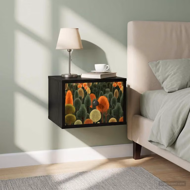 Set di 2 comodini sospesi vidaXL ZAANDAM moderni in Rovere Nero e Nero opaco