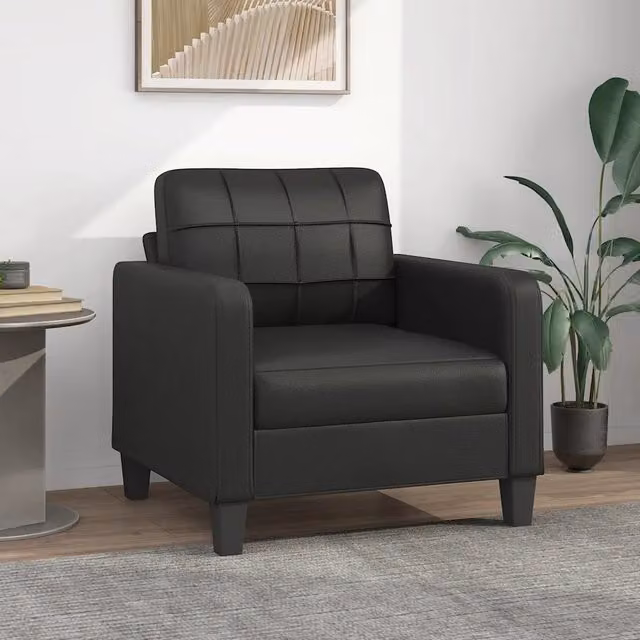Poltrona moderna nera in similpelle con struttura in metallo vidaXL