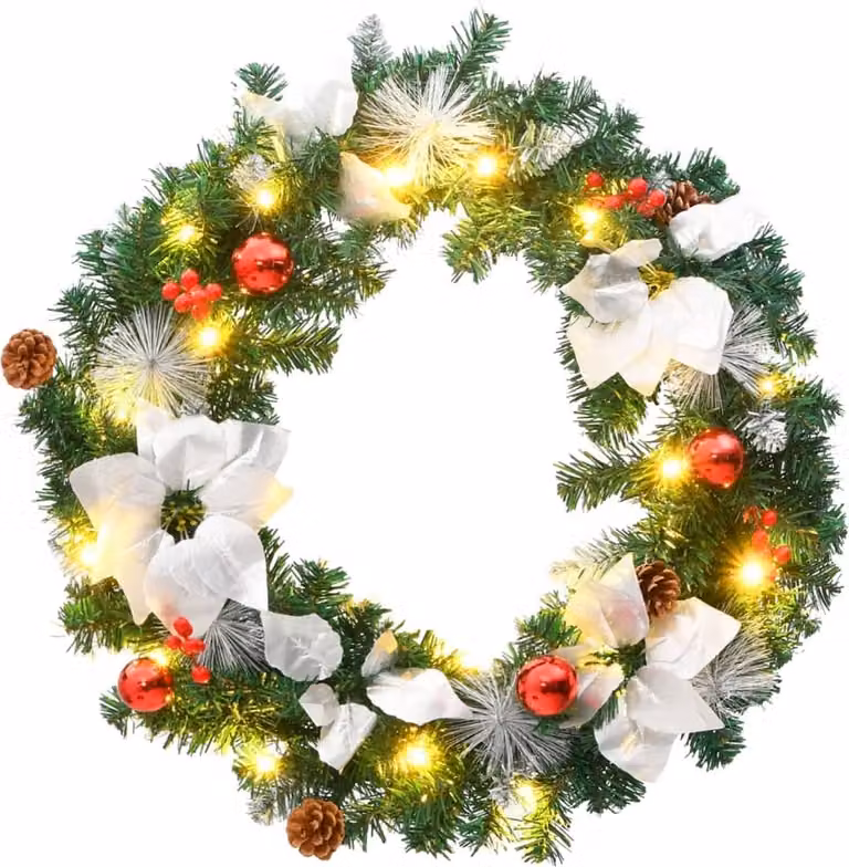 Ghirlanda Natalizia con Luci LED Verde 60 cm PVC