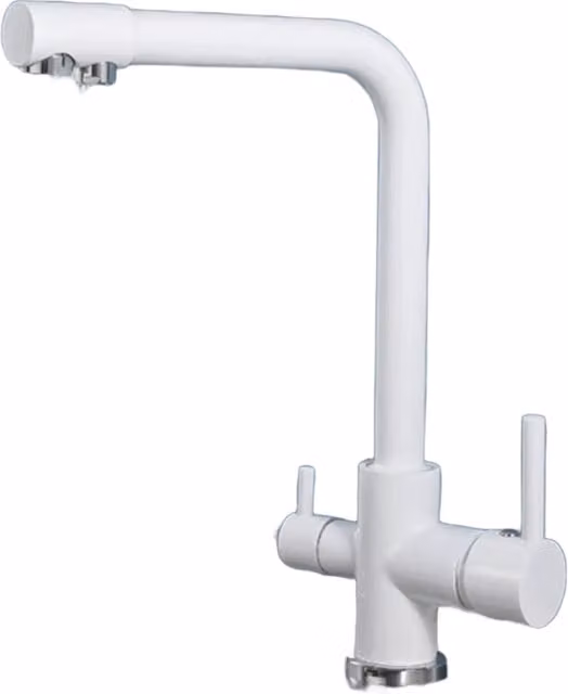 Rubinetto per acqua potabile Klarwerk Felix a 3 vie in acciaio inossidabile bianco opaco per osmosi inversa