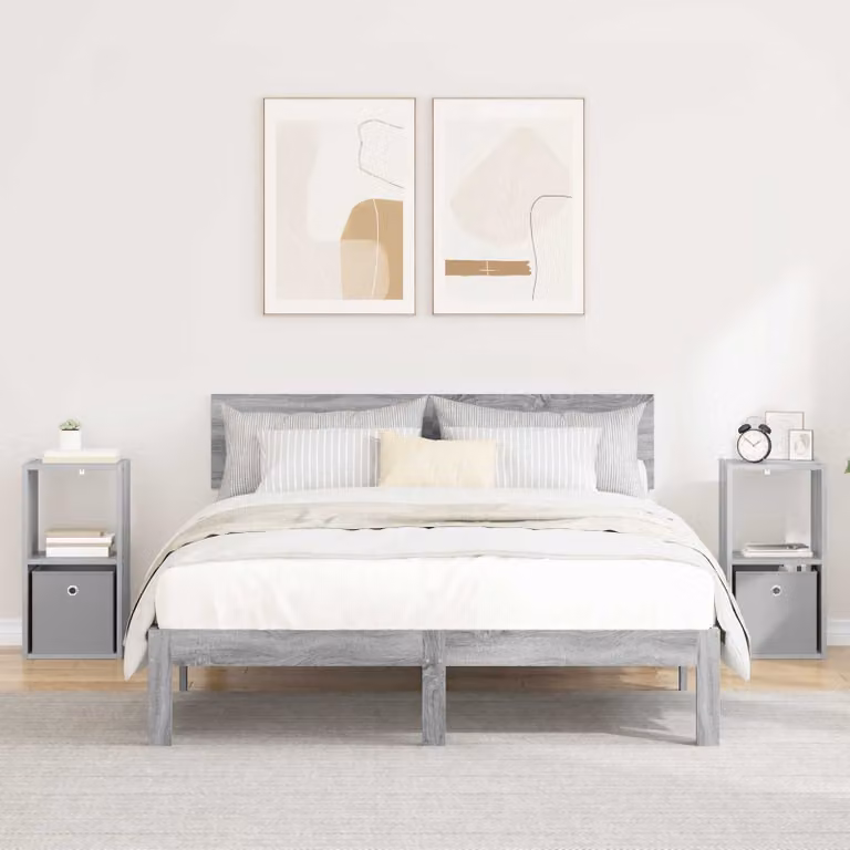 Set di 2 comodini moderni vidaXL in colore grigio, L: 30,5 cm, P: 27 cm, H: 59,5 cm