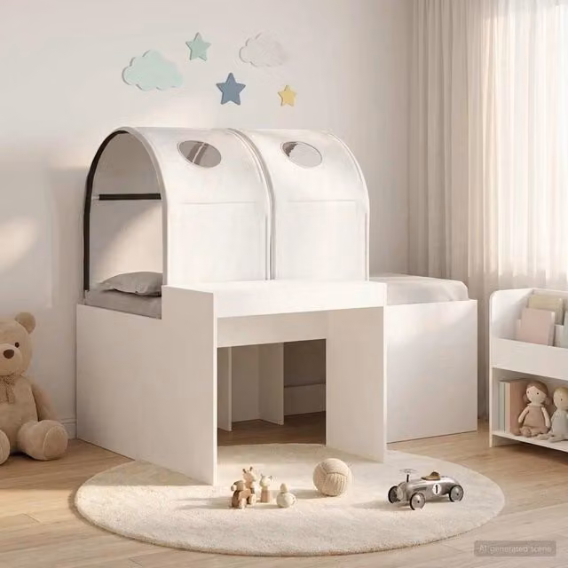 Letto con Tunnel 3 pz Bianco Legno ingegnerizzato 3423515