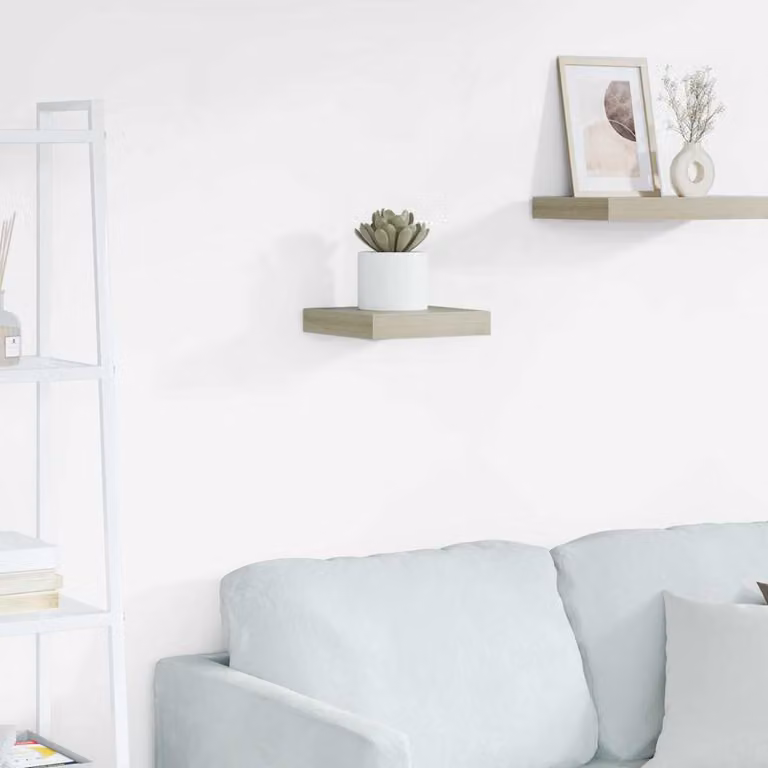 Scaffale a Parete vidaXL in MDF e Metallo, Colore Marrone/Beige, L 23 cm x P 23,5 cm x H 3,8 cm