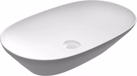 Lavabo ovale allungato da appoggio, bianco