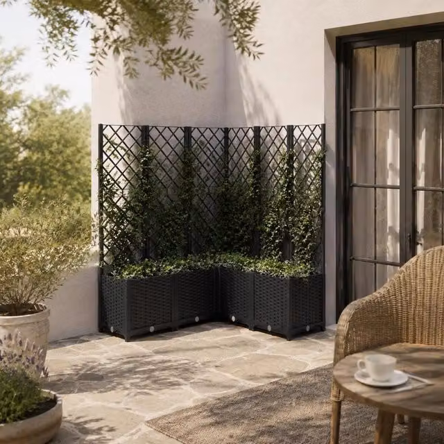 Plant Pot With Trellis Black 120x120x136 Cm PP
