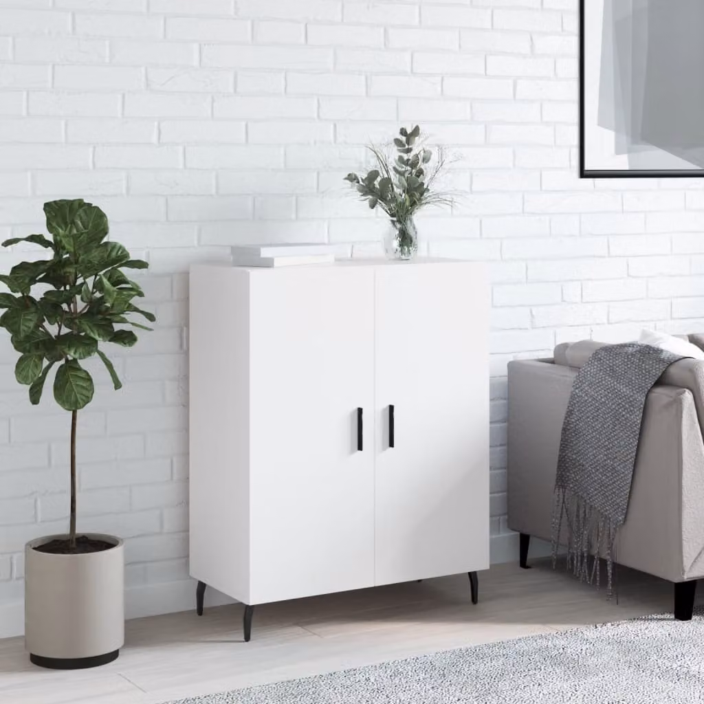 Credenza bianca vidaXL in legno e metallo L: 69,5 cm, P: 34 cm, H: 90 cm