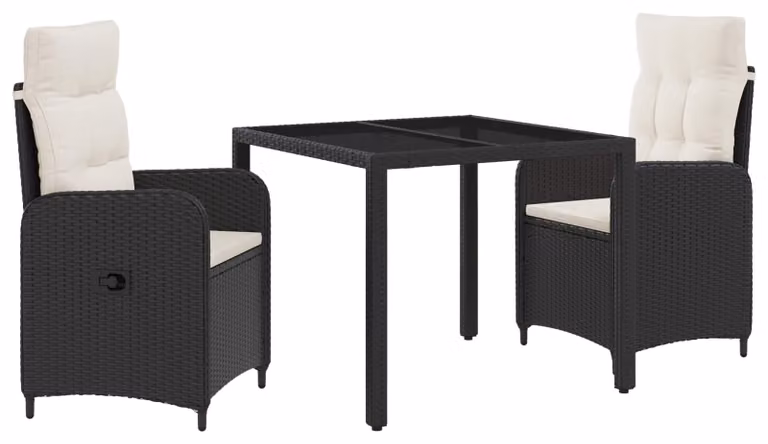 Set da pranzo per esterni 3 pcs Nero e Bianco Crema