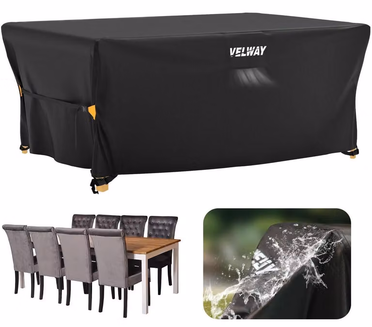 Copertura impermeabile e resistente al vento per mobili da giardino, dimensioni 242x162x71 cm, colore nero