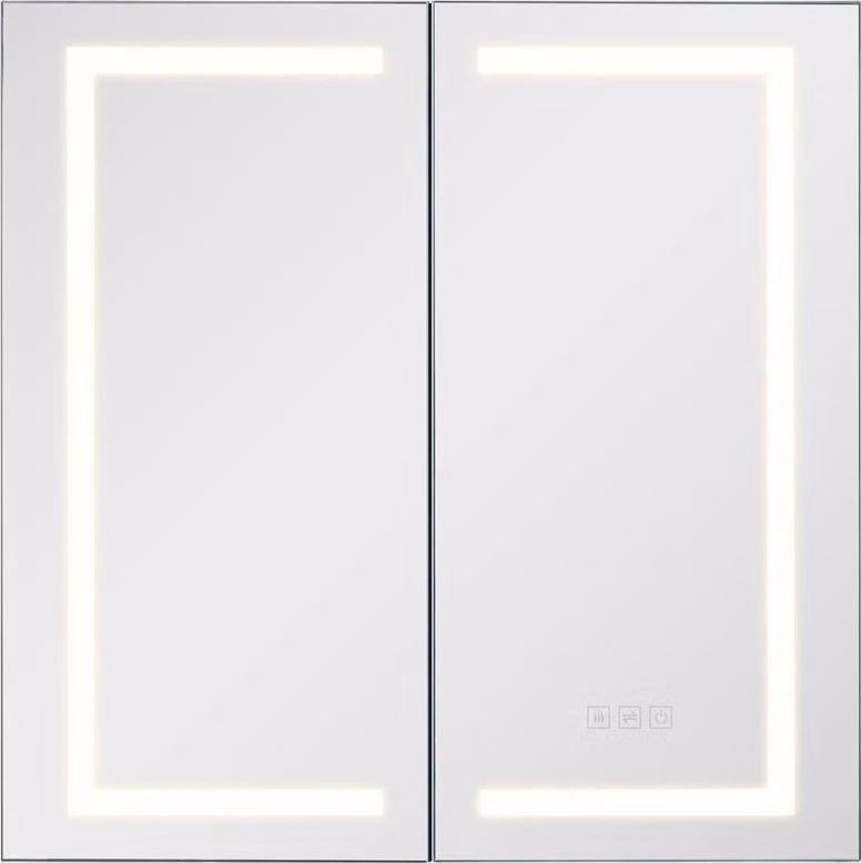Armadietto medicinale illuminato con specchio HD 65 x 65 cm da incasso o a parete