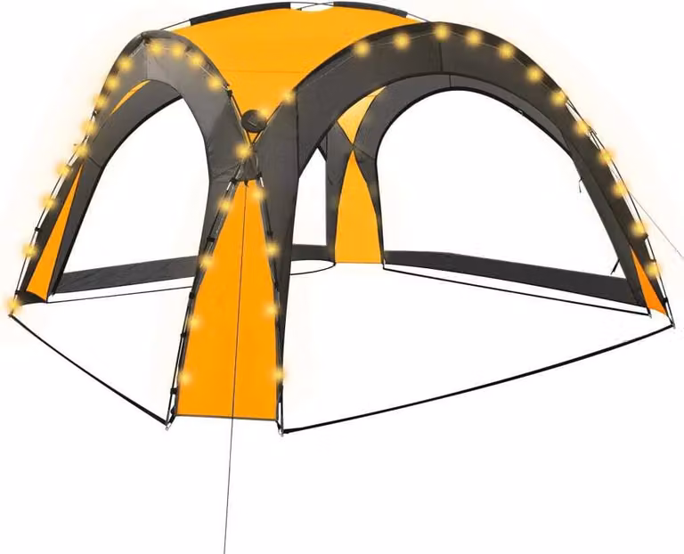 Tenda per Feste con LED e 4 Pareti 3,6x3,6x2,3 m Gialla