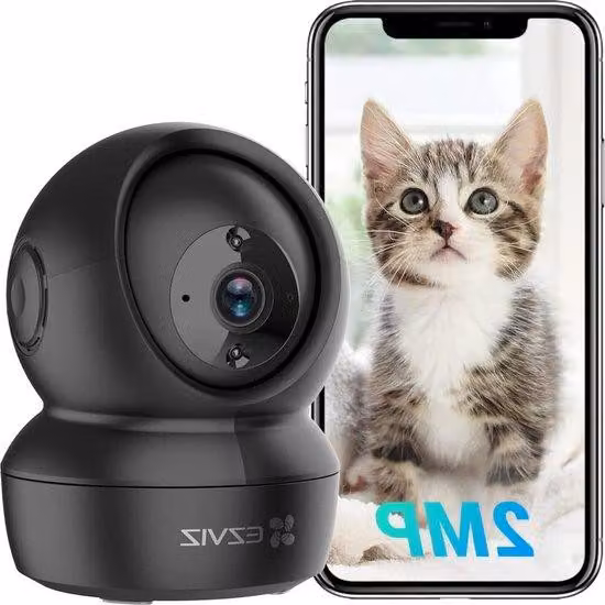 Telecamera di sorveglianza 1080P WiFi con rotazione pan-tilt a 360° e visione notturna