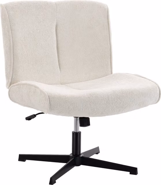 Poltrona da salotto girevole a 360 gradi HOMCOM in velluto beige con altezza regolabile e design senza braccioli – 1