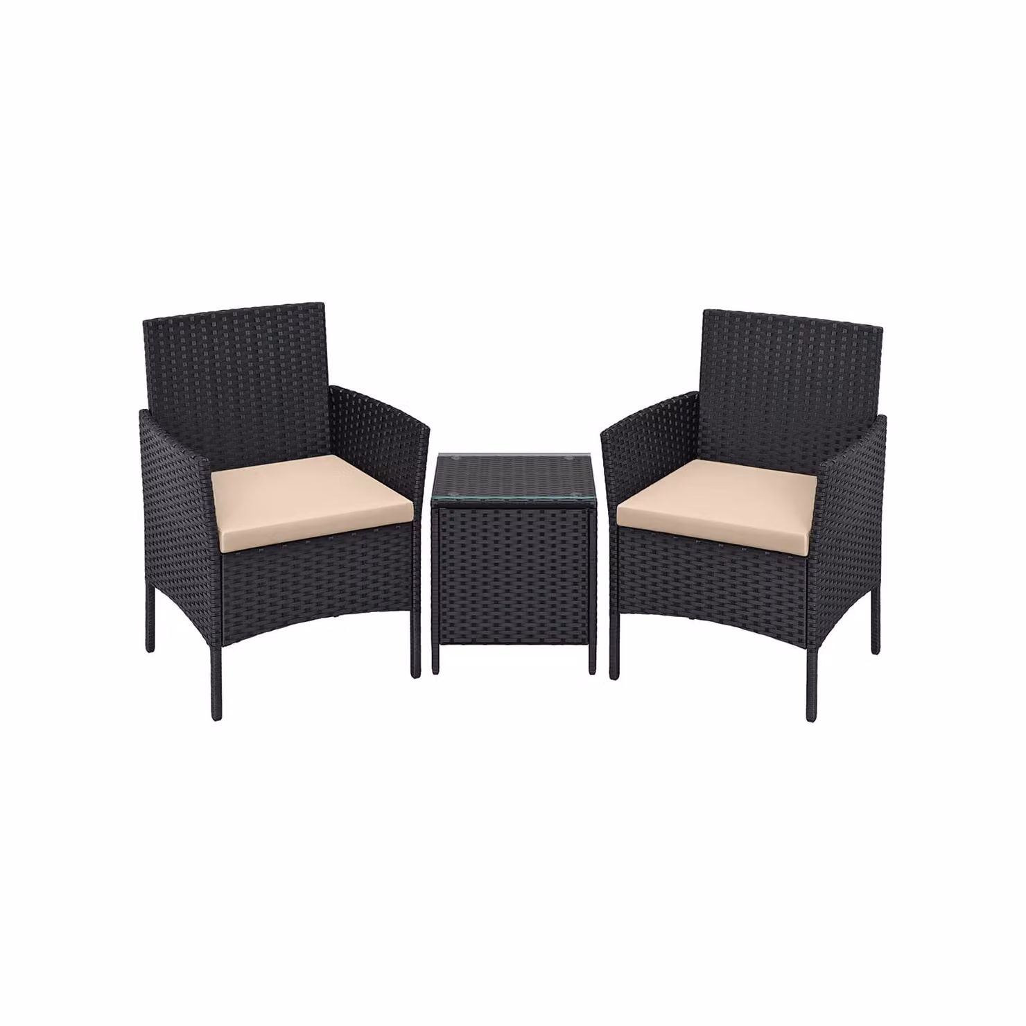Set di Mobili da Giardino in Polyrattan, Nero + Talpa