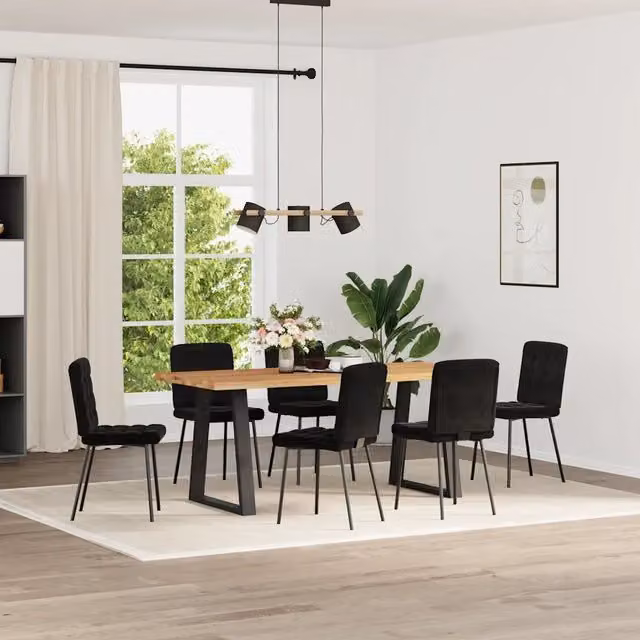 Sedie da Pranzo 6 pz Nere in Velluto 3315456