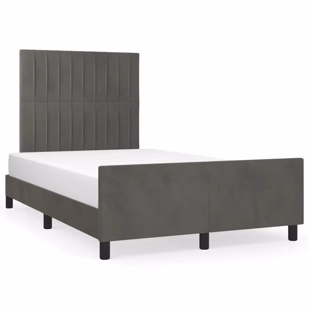 Giroletto vidaXL in velluto grigio con doghe in legno L/P/H: 120 x 200 x 126 cm – 2
