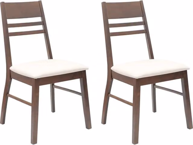 Set di 2 sedie da pranzo in legno di gomma con rivestimento in tessuto marrone opaco L/P/H: 43 x 54 x 89 cm
