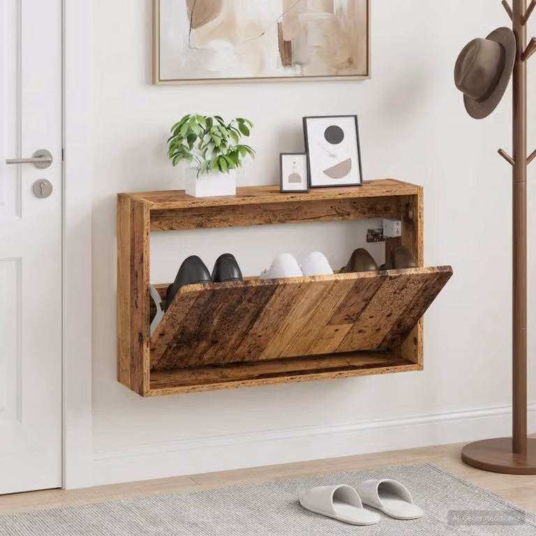 Mobiletto per scarpe da muro vidaXL ZWOLLE marrone moderno L: 71 cm, P: 17 cm, H: 43 cm