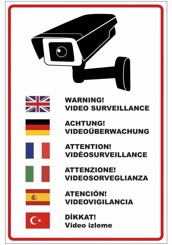 Segnaletica di avvertimento: "Videosorveglianza" - PVC, 200x300 mm