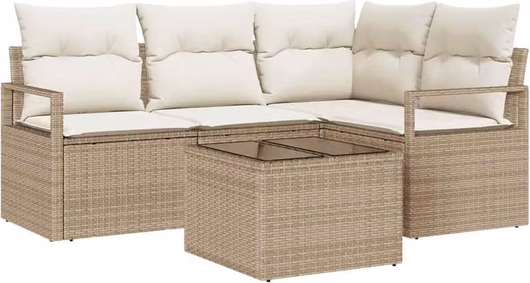 Set di divani 5 pcs Beige polyrattan
