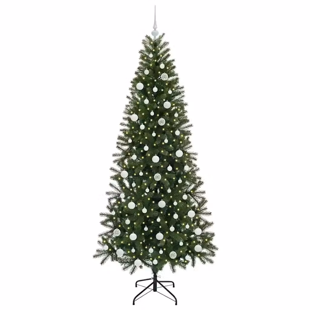 Albero di Natale artificiale moderno vidaXL verde con 300 LED luce bianca calda in PE e PVC, Altezza: 210 cm – 2
