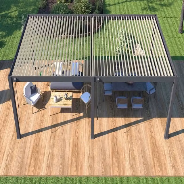 Pergola bioclimatica autoportante Ombrea VS colore antracite L: 8 m, P: 4 m – 1