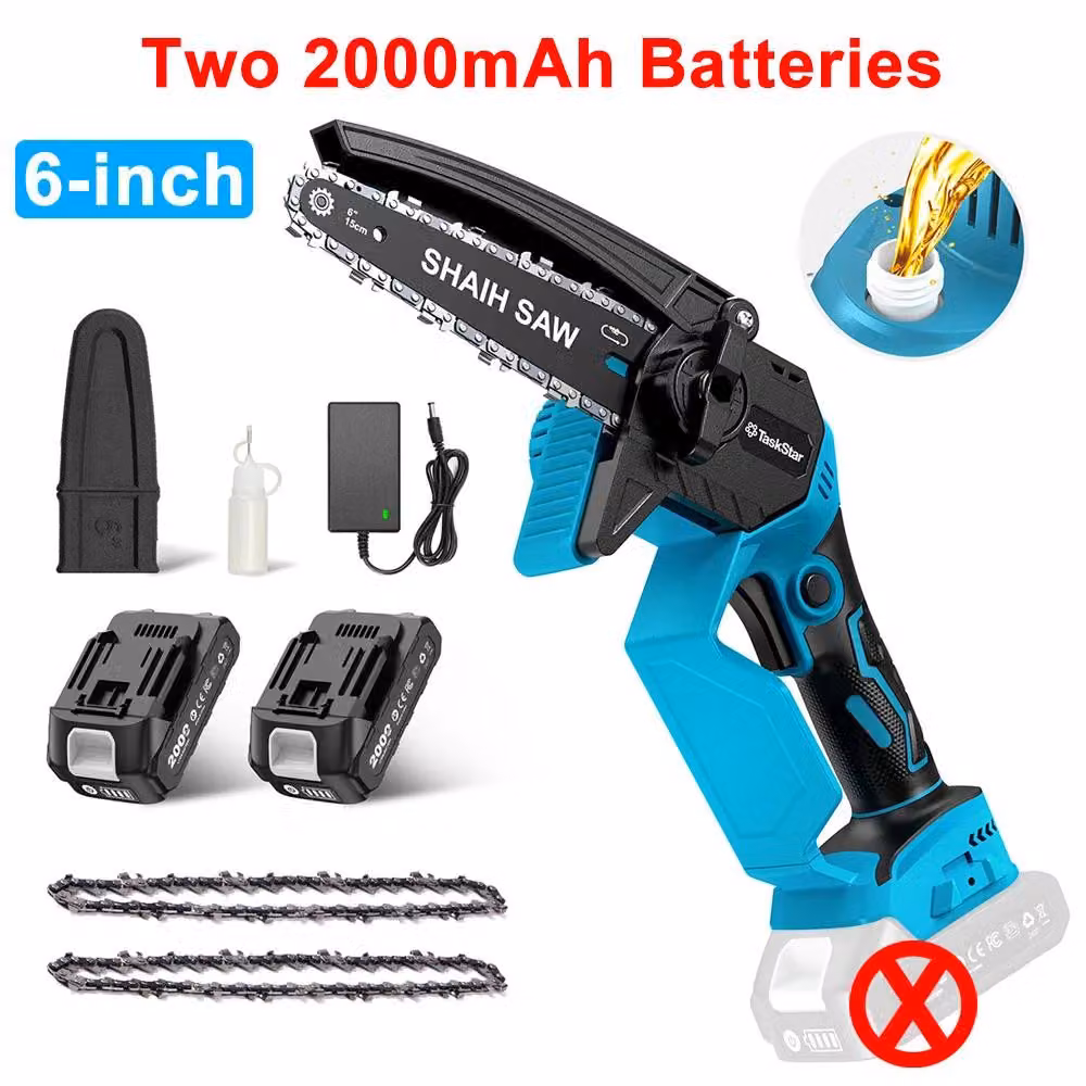 Troncatrice a batteria compatta - lama da 15 cm - 2 batterie da 2000 mAh - motore brushless - 21 V - 700 W - lubrificazione automatica
