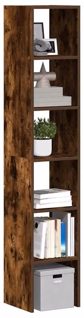 Libreria modulare in legno di quercia affumicato
