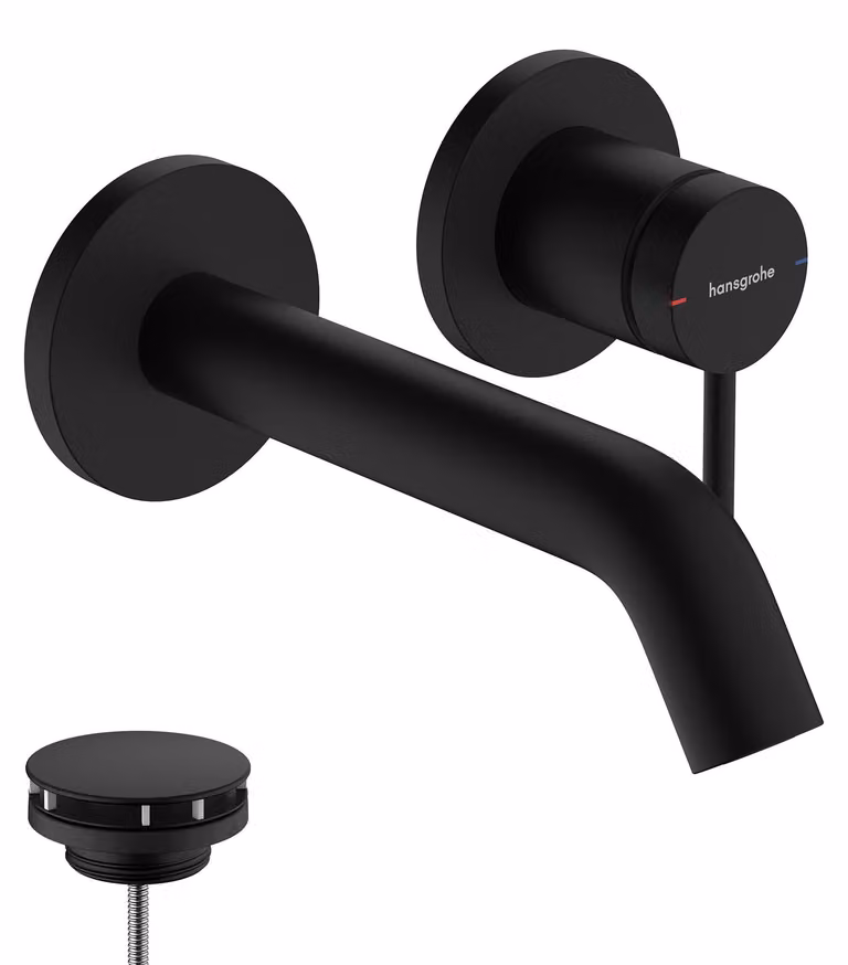 hansgrohe Tecturis S : robinetterie de lavabo monocommande, modèle encastré pour montage mural, EcoSmart+, portée 165 mm, 73350670, 73350670