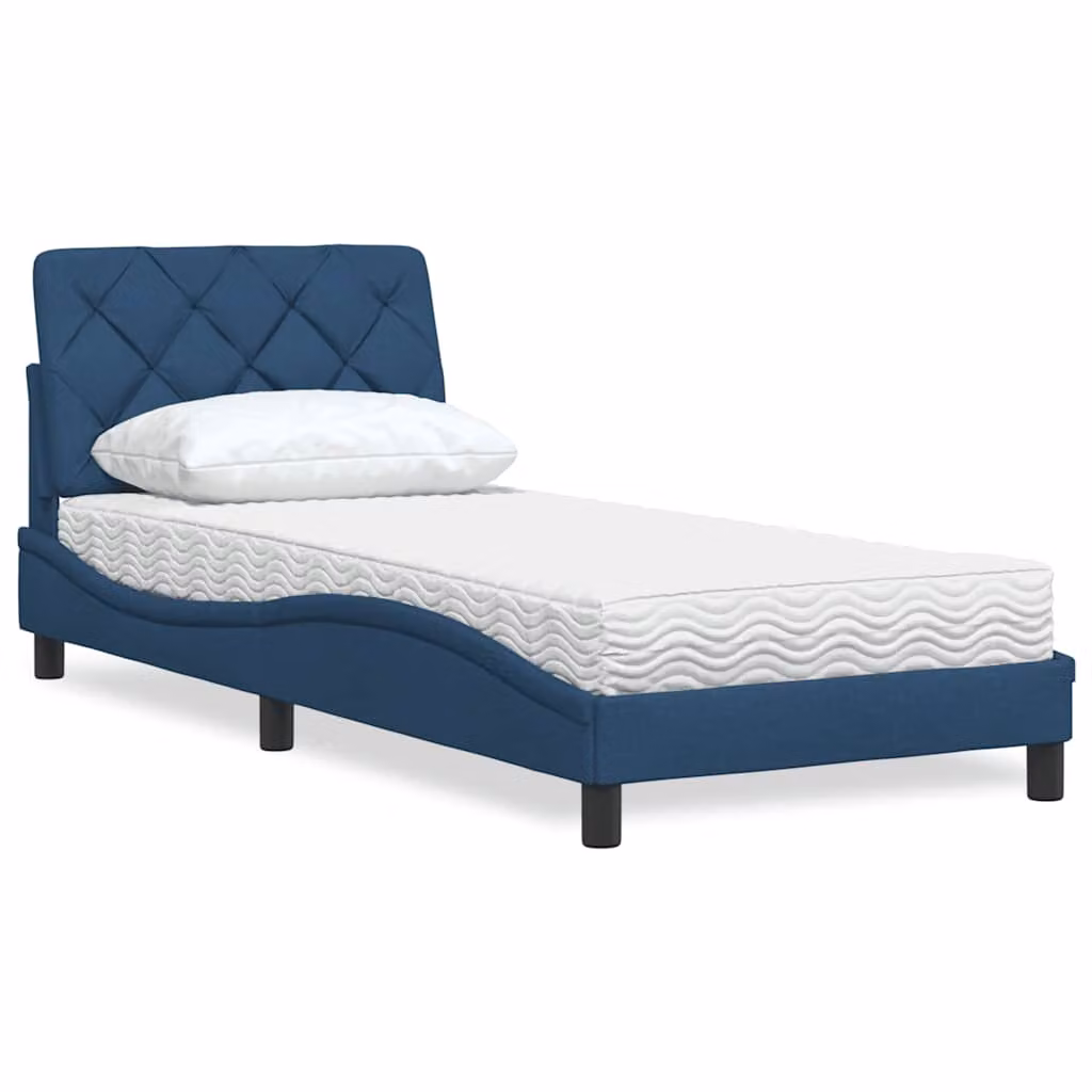 Letto con materasso vidaXL in tessuto blu e bianco, dimensioni 80 x 200 cm