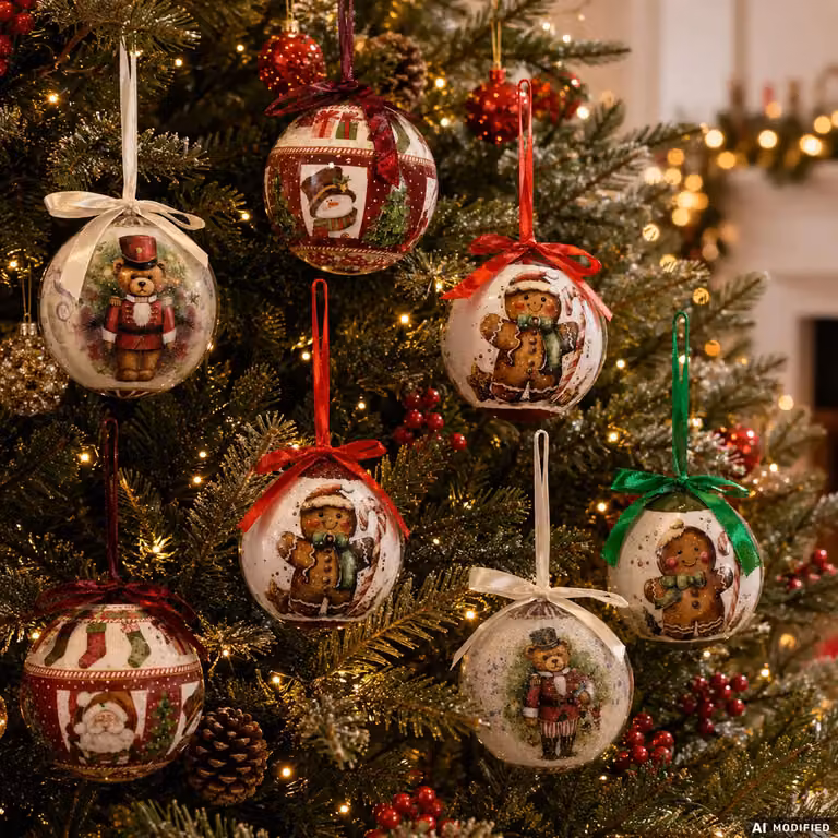 Set di 7 palline di Natale VESTIAMO CASA decorazioni infrangibili multicolore diametro: 7,5 cm
