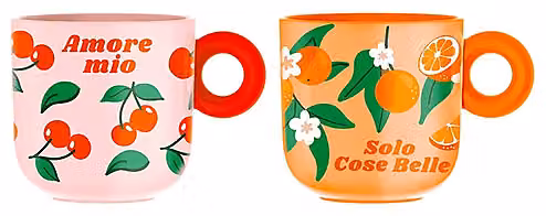 Set di 2 Tazzine Bialetti con Motivo Floreale Multicolore