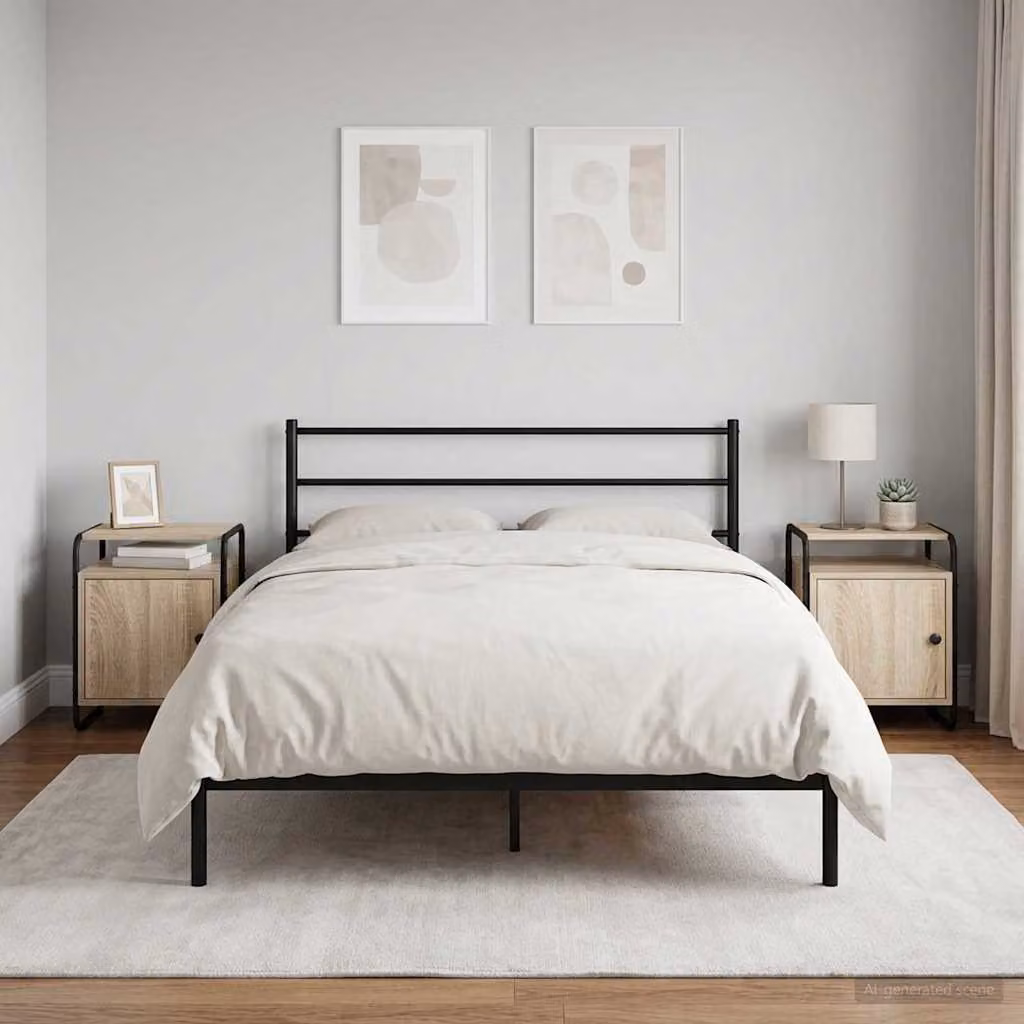Set di 2 Armadi da Notte vidaXL in Legno Ingegnerizzato e MDF, Colore Rovere Sonoma/Beige/Marrone