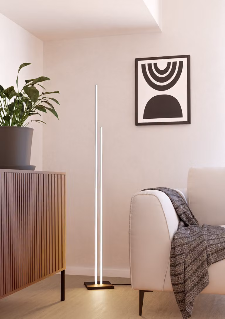 EGLO Lampada da terra LED CANNIGIONA, lampada da terra, lampada da terra in alluminio e plastica, lampada da soggiorno, lampada da ufficio in bianco e nero, interruttore a pedale
