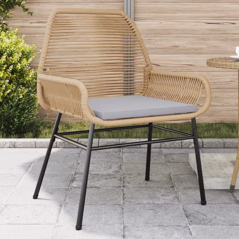 Set di 2 sedie da giardino vidaXL in polyrattan marrone con cuscini e braccioli
