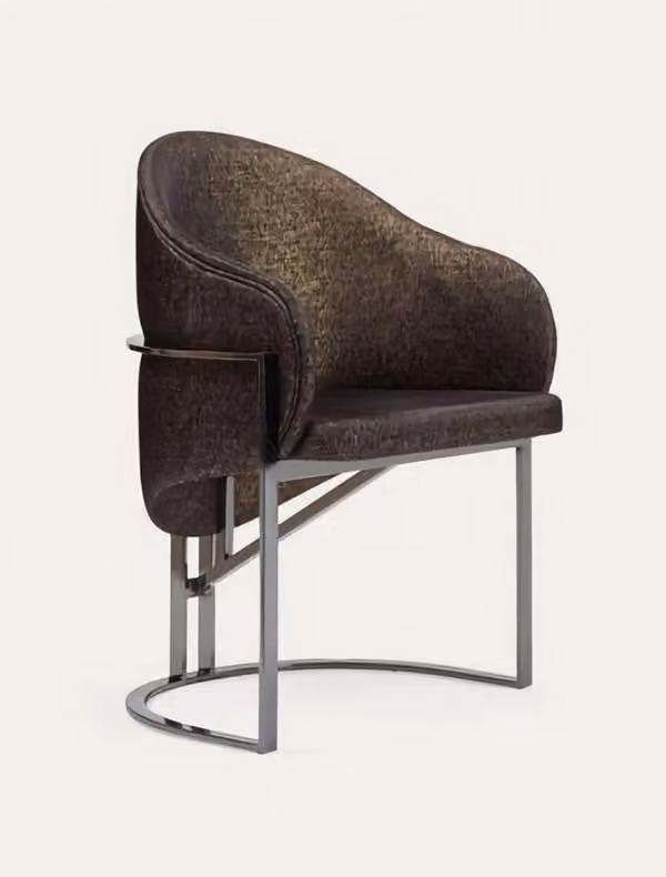 Esszimmerstuhl Silber Basis Braun Sitz Modern Elegant Komfort Zeitlos Robust