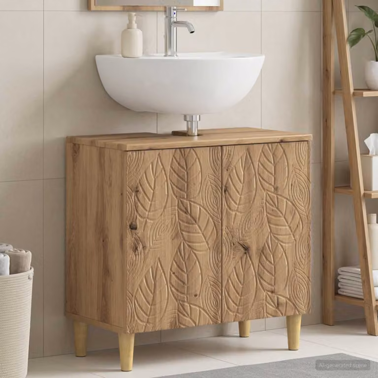 vidaXL Armadio per Lavabo da Bagno DELFT Rovere Moderno Marrone L/P/H: 59,5 x 31,5 x 59 cm