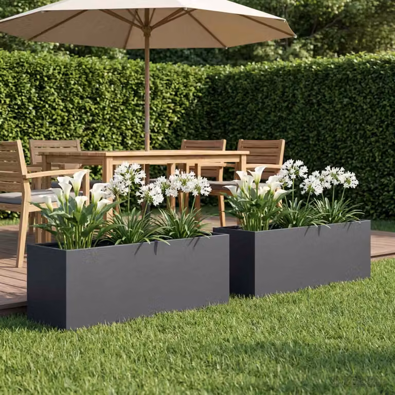 Set di 2 vasi da giardino vidaXL in metallo colore antracite H 80 x L 30 x P 30 cm