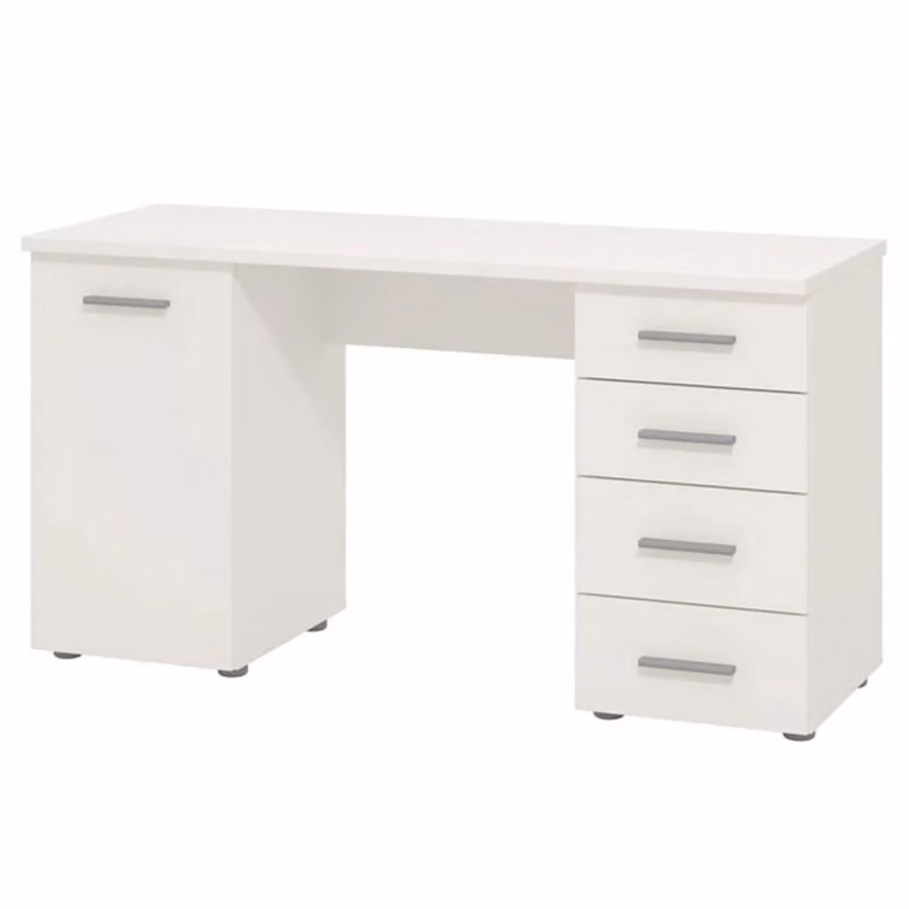 Scrivania DMORA Flaminio moderna in bianco con 2 ripiani L: 135 cm, P: 50 cm, H: 75,5 cm – 2