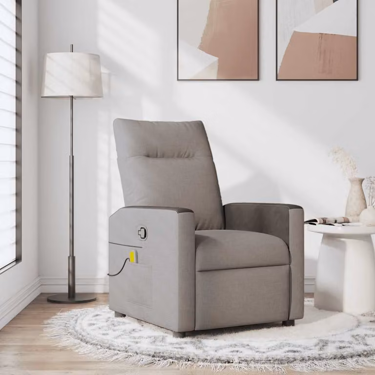 vidaXL Poltrona Relax Reclinabile Moderna in Tessuto con Braccioli, Grigia e Nera