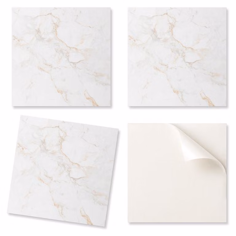 Set di piastrelle in PVC con decoro, ideali per cucina o bagno. Motivo marmorizzato elegante, dimensioni 20 x 20 x 20 cm.