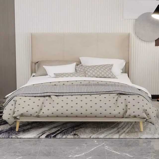 Letto imbottito con testiera ¨C Minimal ¨C Beige 160x200 cm