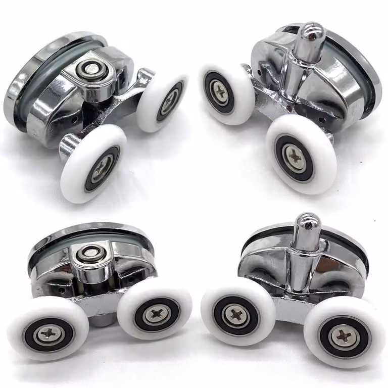 Set di 4 rulli per porta doccia, doppia ruota, 25 mm